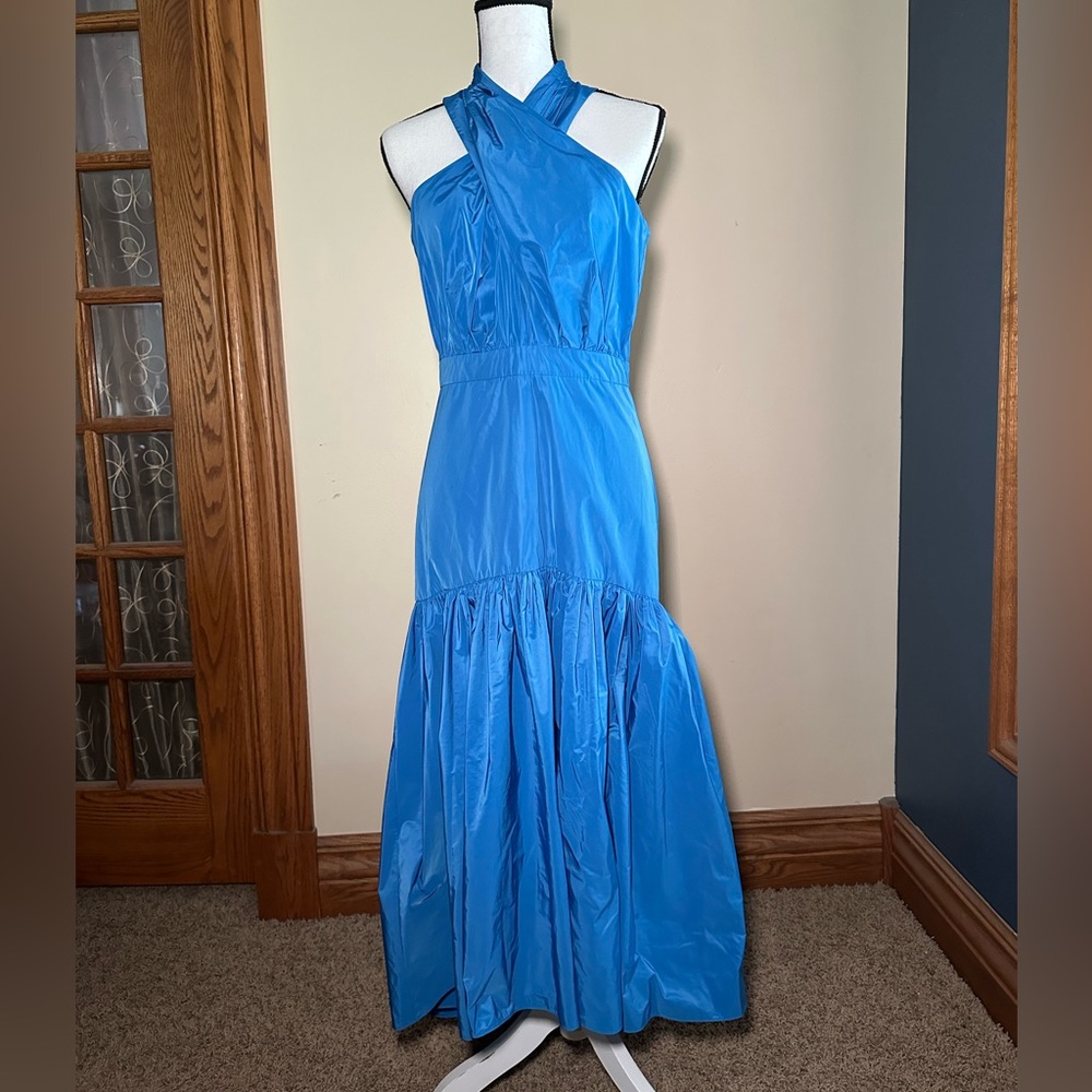 Veronica Beard Electric Blue High-Low Halter Dress
